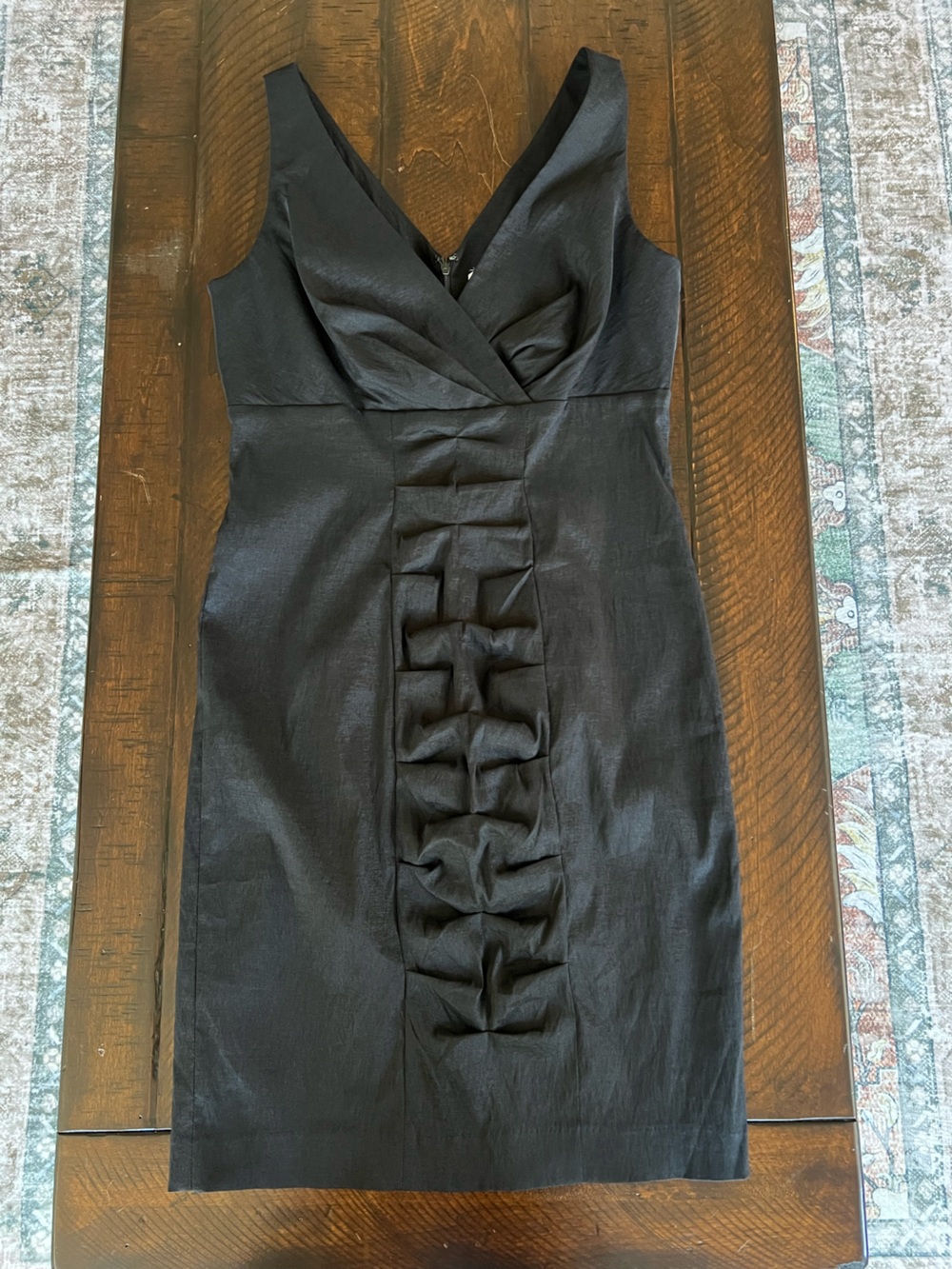 Calvin Klein Black Ruched Sheath Cocktail Dress Size 10 LBD